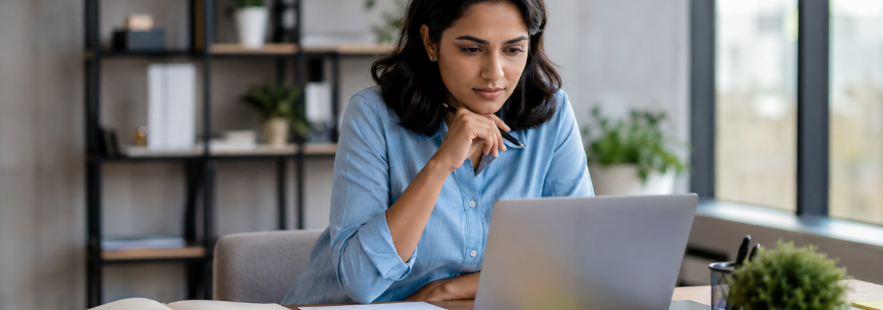 Small business owner reviewing digital marketing strategy